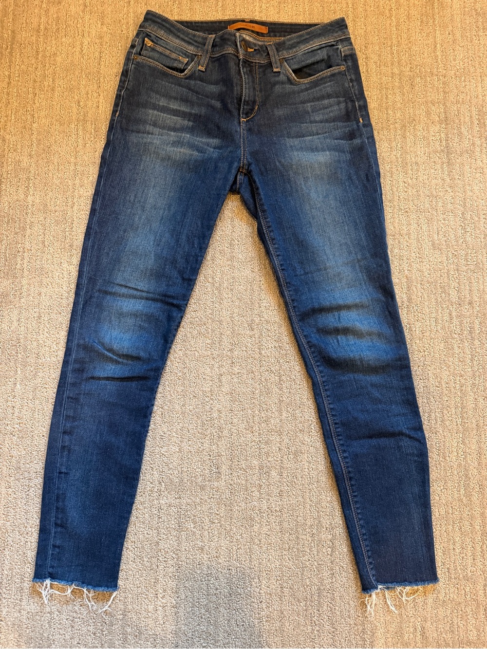 Joe's Jeans Dark Blue Skinny Jeans with Raw Hem - Size 27